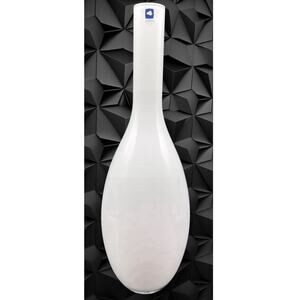 Art Glass Vase Leonardo 15” Handmade White Beauty‎ Cased Modern Minimalistic